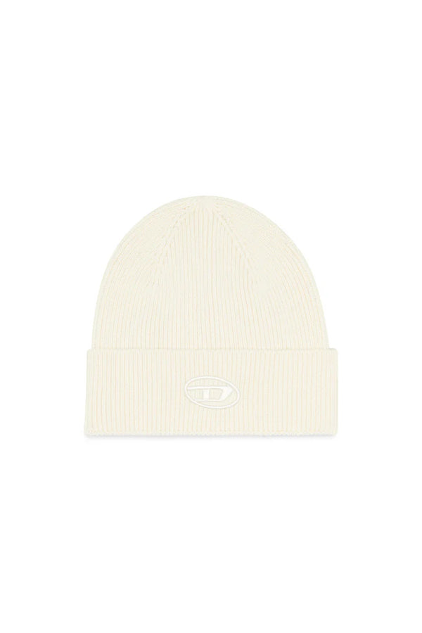 Ribbed beanie with D embroidery
