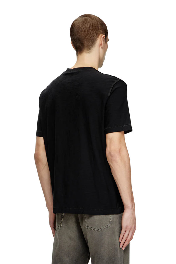 Slub cotton T-shirt with flocked logo