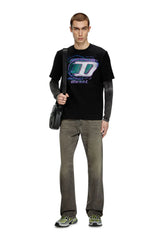 Slub cotton T-shirt with flocked logo