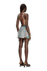 Short asymmetric dress with leopard print
