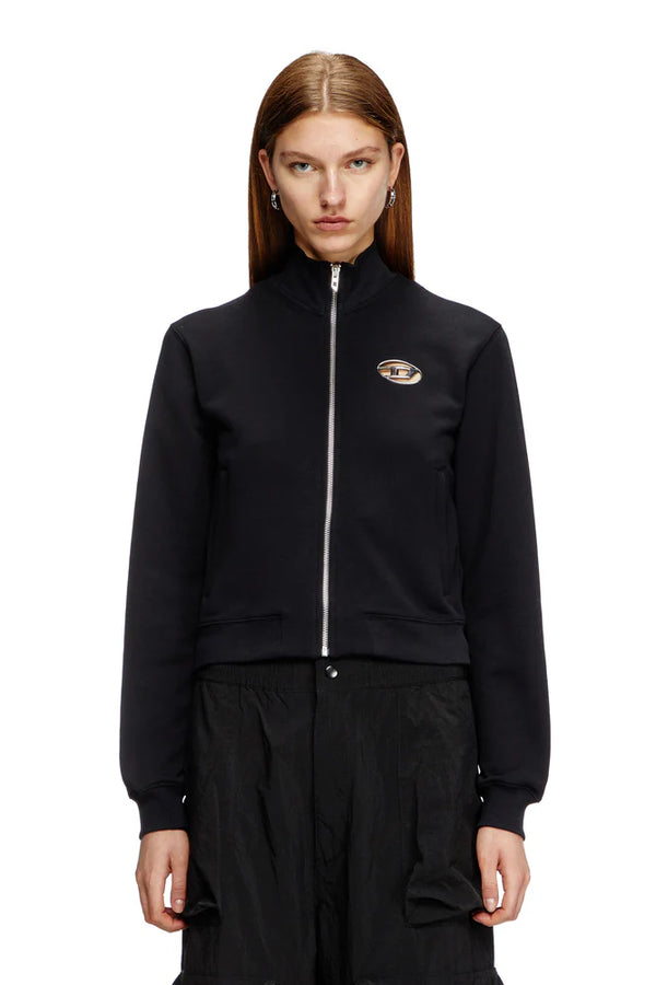 Zip-up sweatshirt with cut-out logo