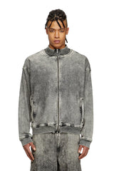 Track Denim zip-up sweater with Oval D