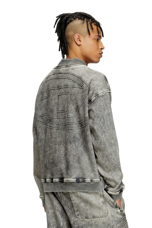 Track Denim zip-up sweater with Oval D