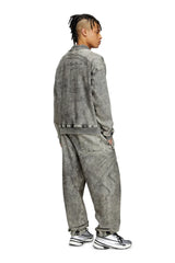 Track Denim zip-up sweater with Oval D
