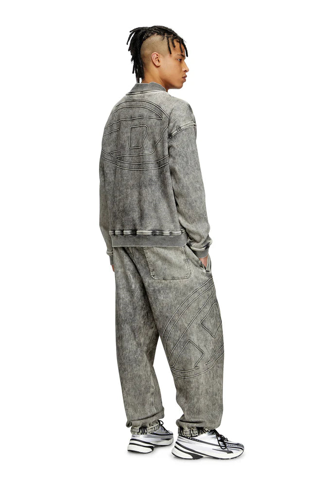 Track Denim zip-up sweater with Oval D