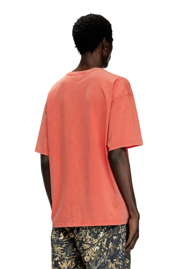 Acid-wash T-shirt with flocked Oval D logo