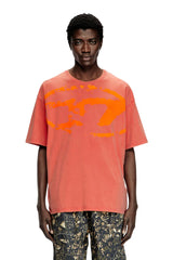 Acid-wash T-shirt with flocked Oval D logo
