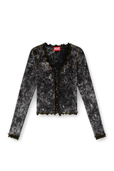Marbled buttoned top with ruffles