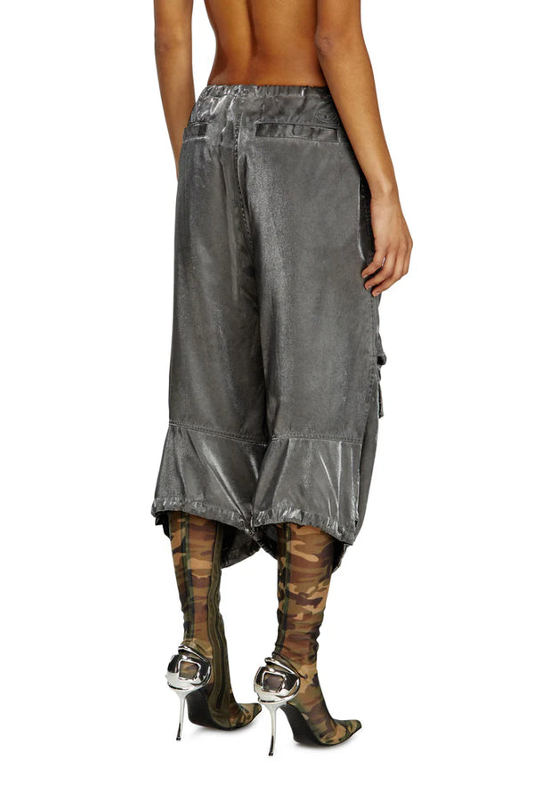 Cropped satin cargo pants