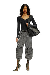 Cropped satin cargo pants
