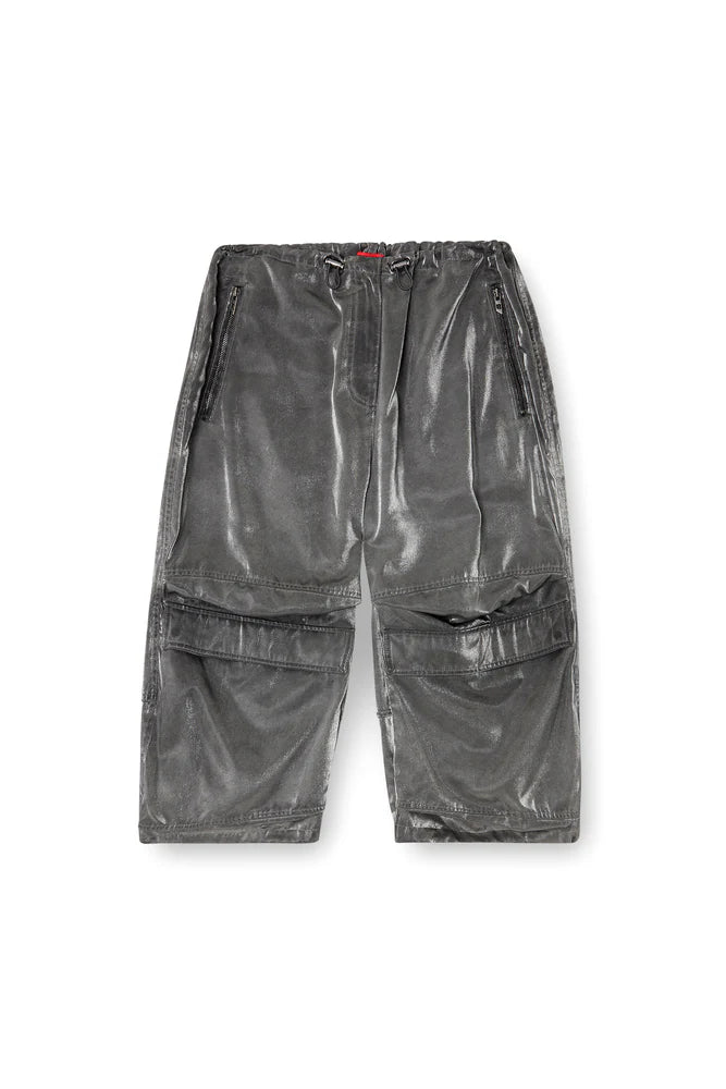 Cropped satin cargo pants