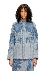 Jacket in distressed jacquard denim