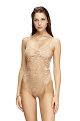 Camo lace bodysuit with Oval D embroidery