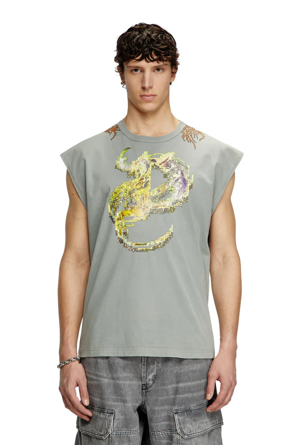 Tank top with tattoo graphics