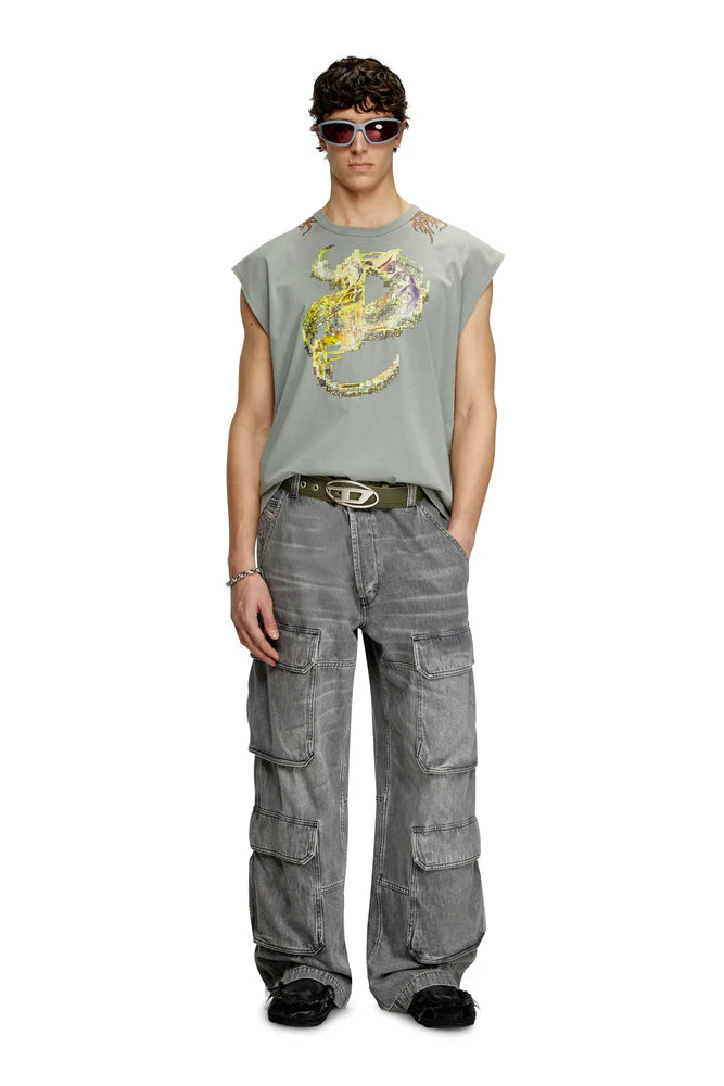 Tank top with tattoo graphics