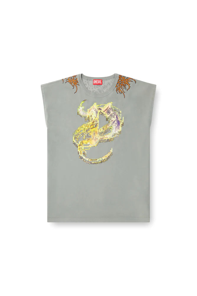 Tank top with tattoo graphics