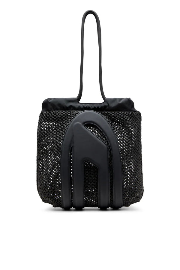 Cage-D-Raffia-effect mesh tote bag