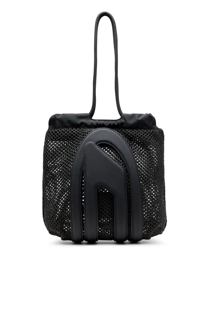 Cage-D-Raffia-effect mesh tote bag