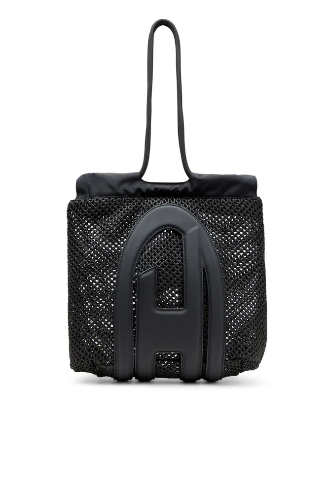 Cage-D-Raffia-effect mesh tote bag