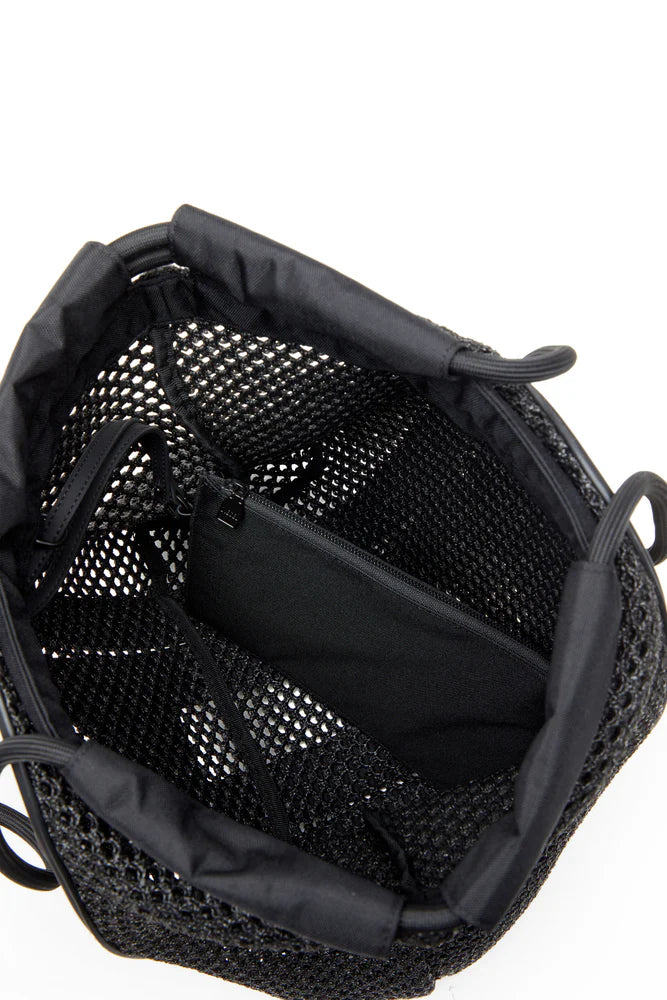 Cage-D-Raffia-effect mesh tote bag