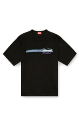 T-shirt with flocked logo graphics