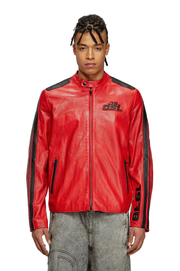 Biker jacket in perforated leather