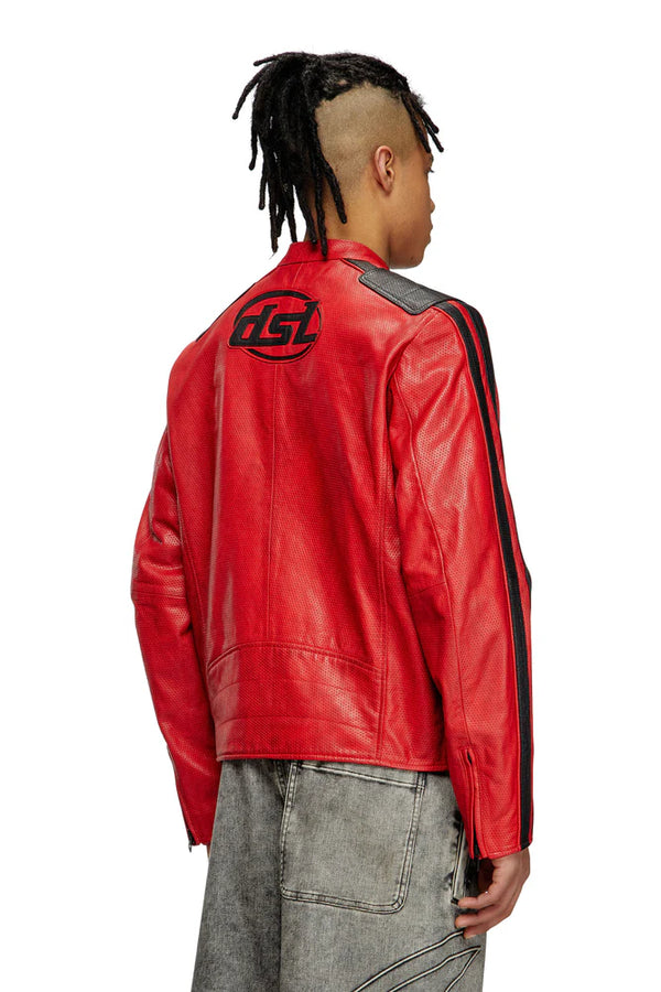 Biker jacket in perforated leather