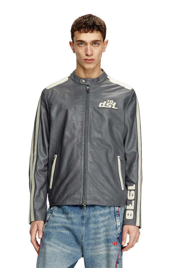 Biker jacket in perforated leather