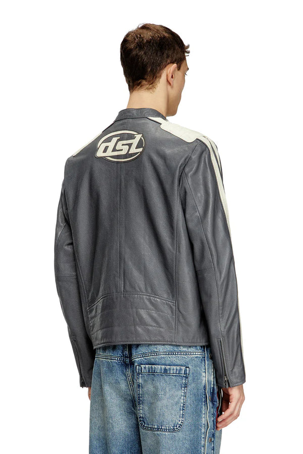 Biker jacket in perforated leather