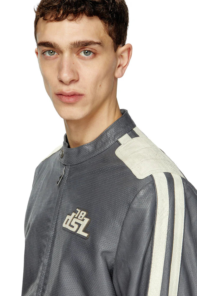 Biker jacket in perforated leather