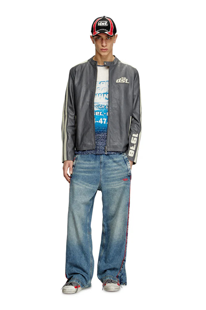 Biker jacket in perforated leather