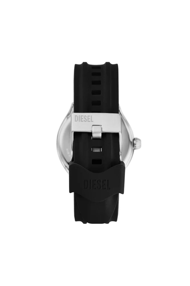 Streamline three-hand black silicone watch