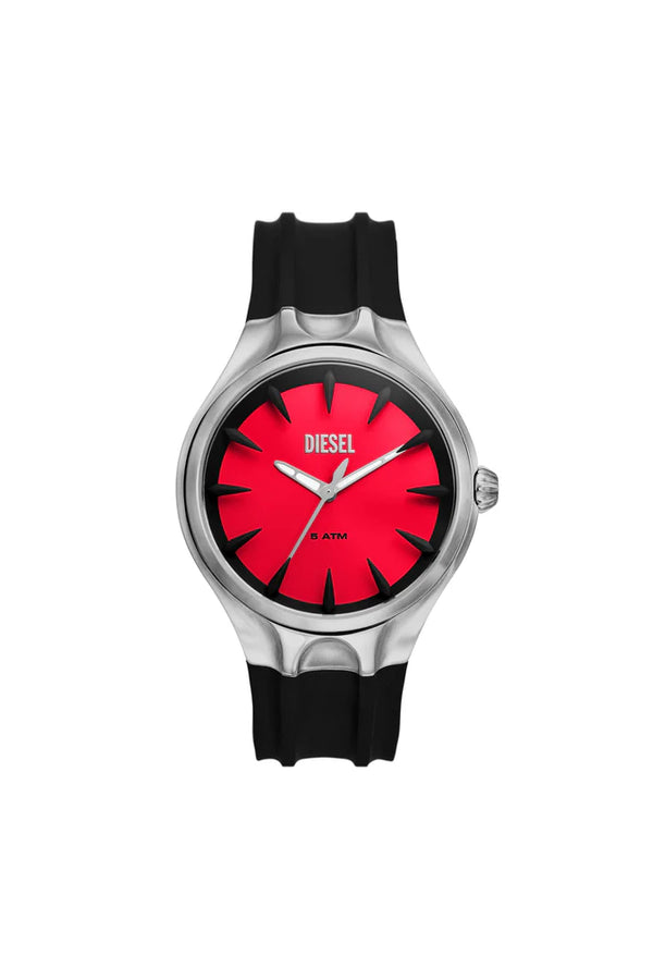 Streamline three-hand black silicone watch