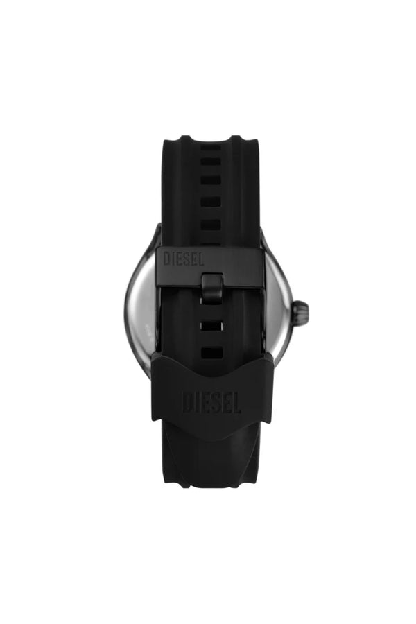Streamline three-hand black silicone watch