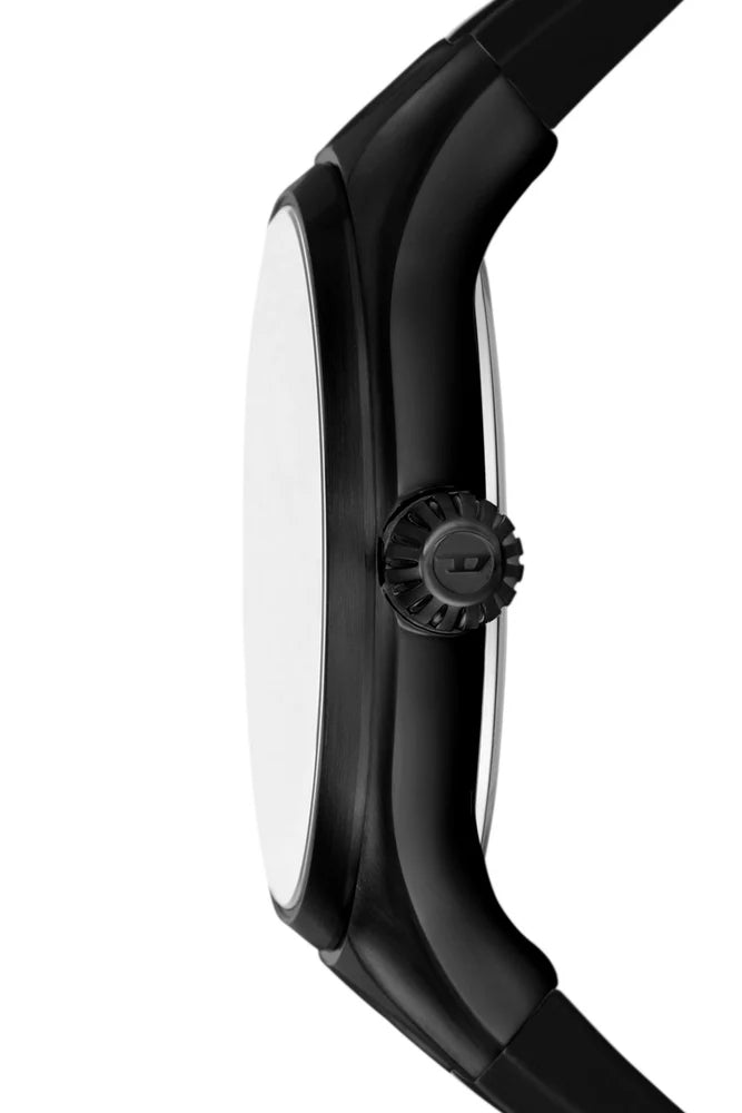 Streamline three-hand black silicone watch