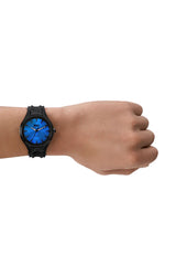 Streamline three-hand black silicone watch