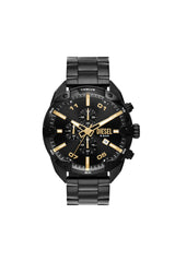 Spiked chronograph black stainless steel watch