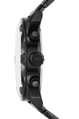 Spiked chronograph black stainless steel watch