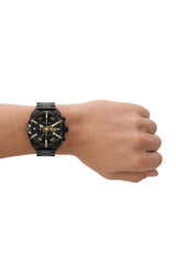 Spiked chronograph black stainless steel watch