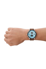Griffed chronograph brown leather watch