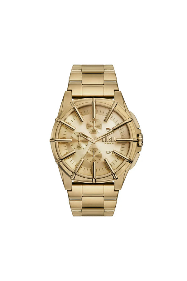 Framed gold-tone stainless steel watch