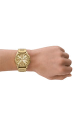 Framed gold-tone stainless steel watch