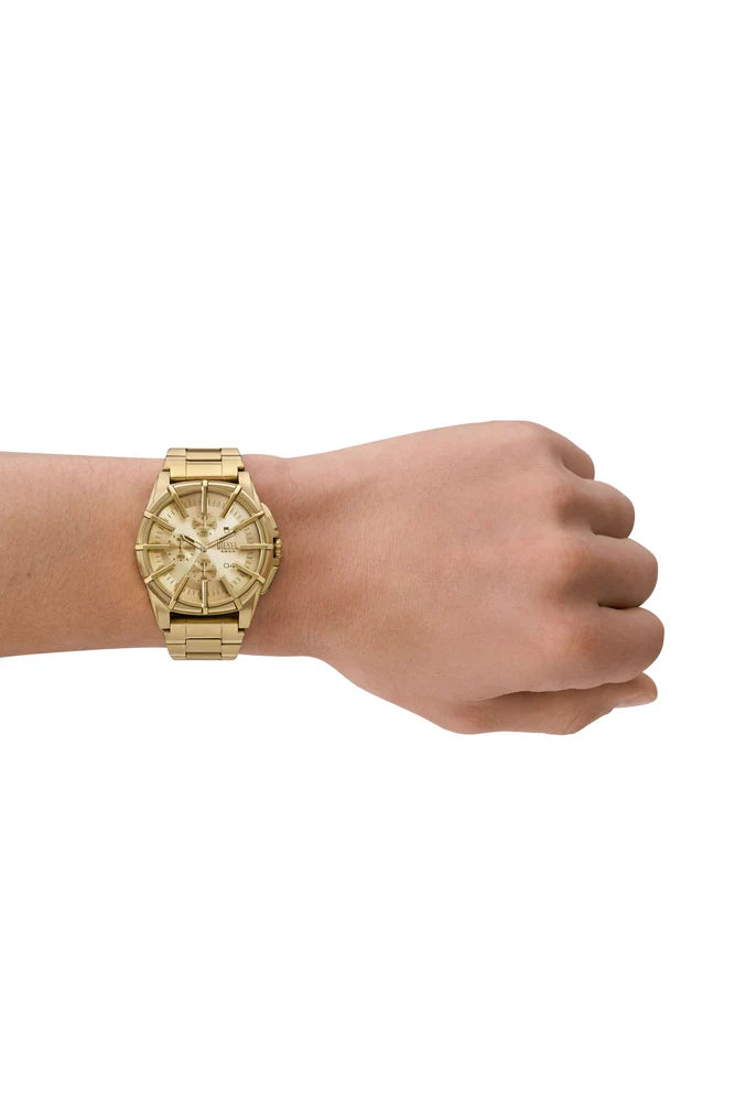 Framed gold-tone stainless steel watch