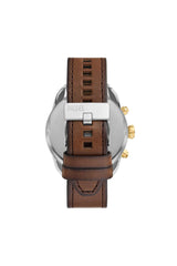 Spiked chronograph brown leather watch