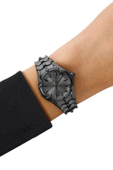 Vert three-hand gunmetal stainless steel watch