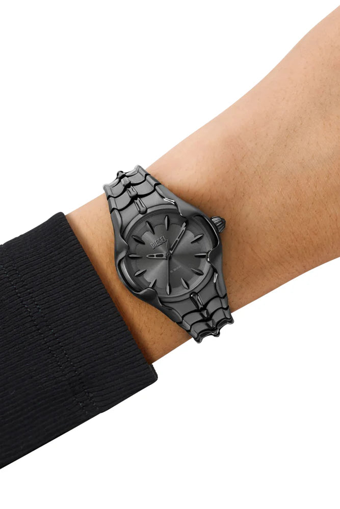 Vert three-hand gunmetal stainless steel watch