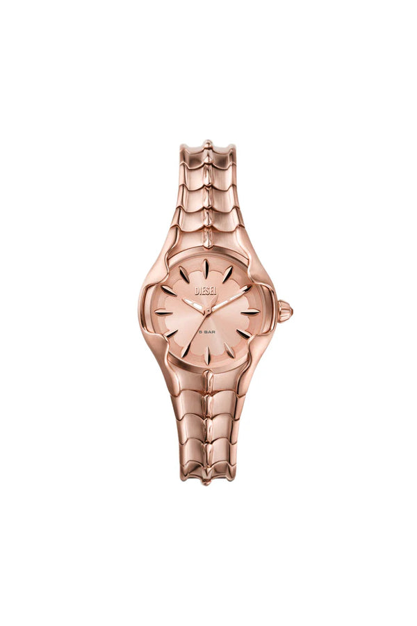 Vert three-hand rose gold-tone stainless steel watch