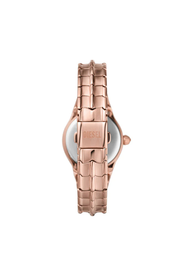 Vert three-hand rose gold-tone stainless steel watch