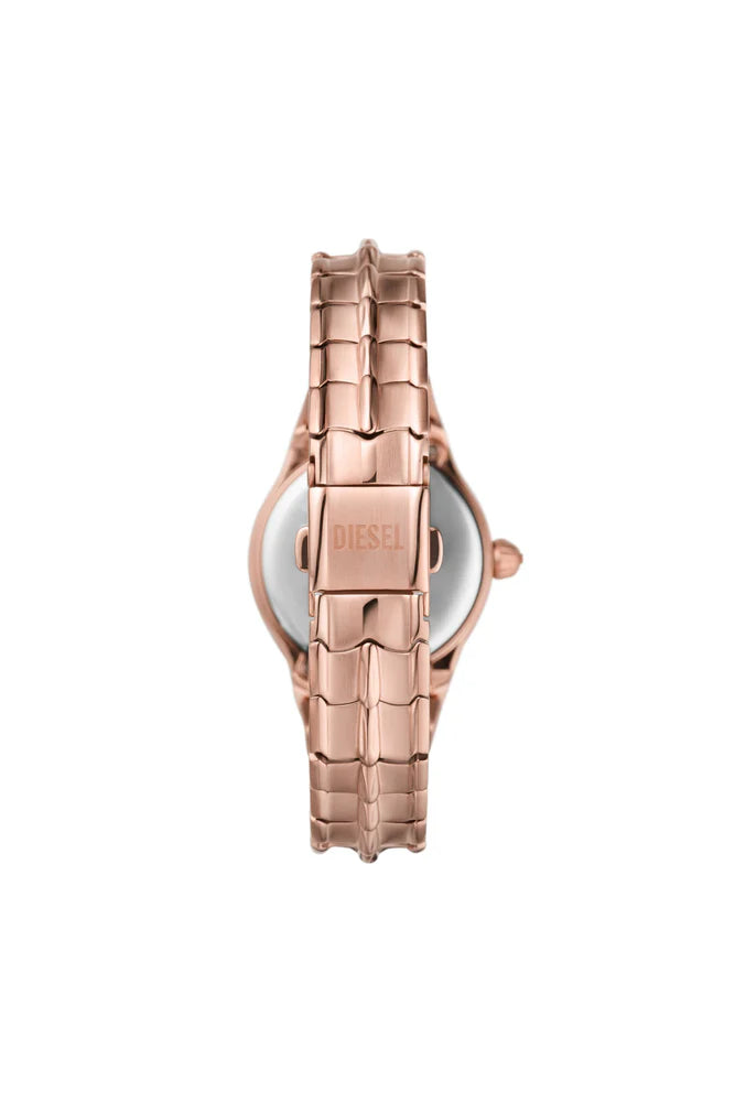 Vert three-hand rose gold-tone stainless steel watch