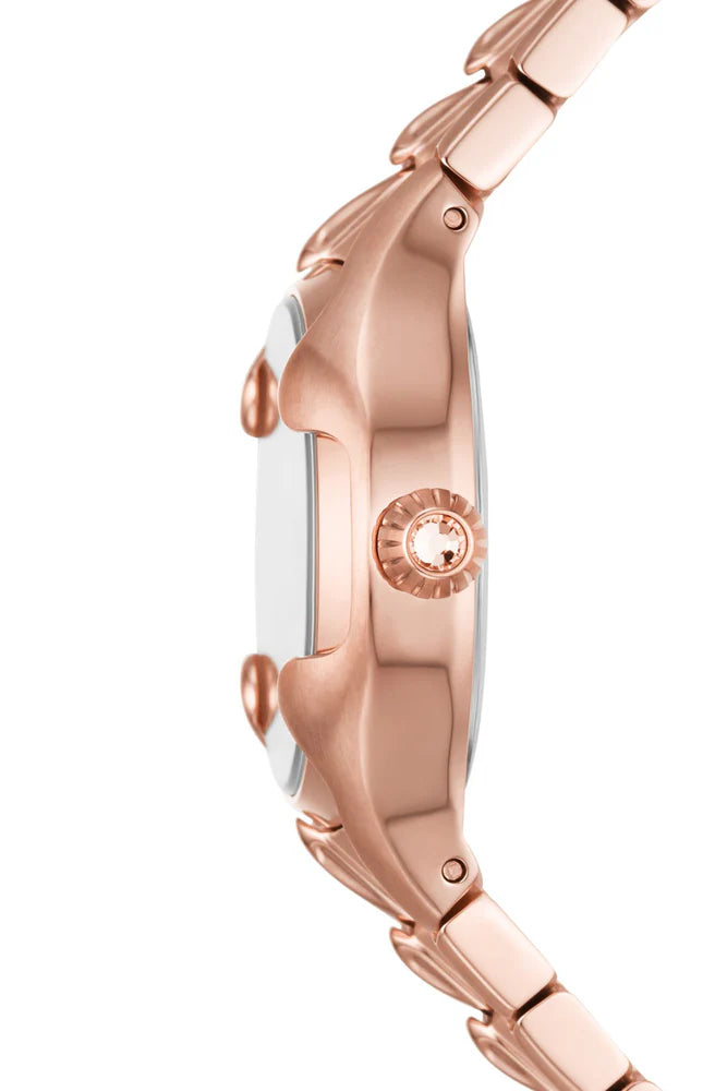 Vert three-hand rose gold-tone stainless steel watch